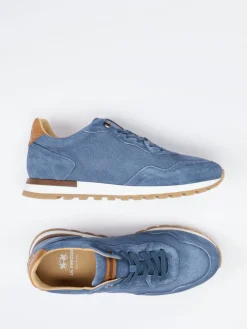 Herren La Martina – Sneaker aus Kalbleder in Jeans