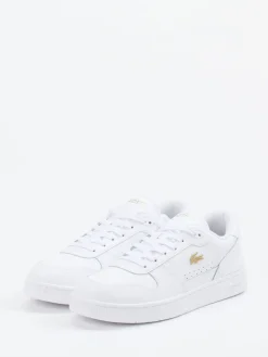 Damen Lacoste – Sneaker aus Glattleder mit Goldakzenten