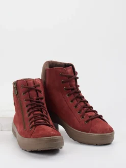 Damen Legero – Schnürboots aus Veloursleder ziegelrot