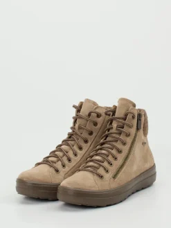 Damen Legero – Schnürboots aus Veloursleder sand