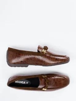 Damen Mania – Loafer aus geprägtem Leder in