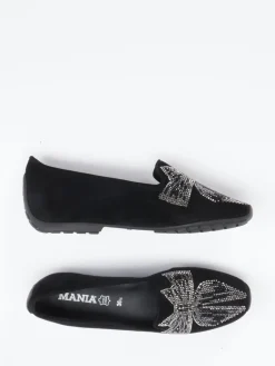 – Loafer aus Veloursleder mit Strass-Schleife*Mania Hot