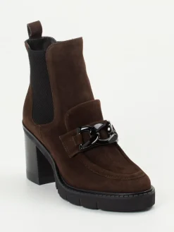 – Blockabsatz-Stiefeletten aus Veloursleder Dunkel*Mannori Sale