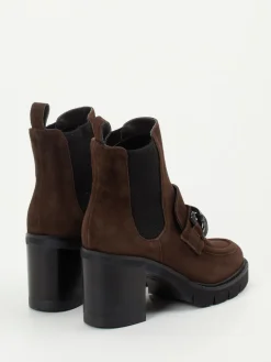 – Blockabsatz-Stiefeletten aus Veloursleder Dunkel*Mannori Sale