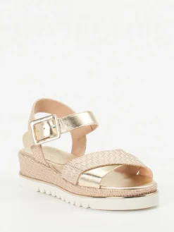 Damen Mannori – Keilsandalette aus Metallicleder Rosé-Beige