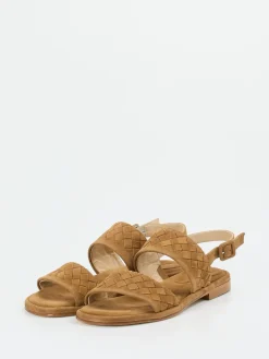 Damen Mannori – Sandalen aus Veloursleder cognacfarben
