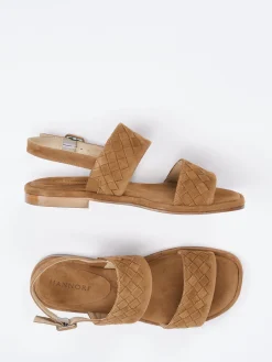 Damen Mannori – Sandalen aus Veloursleder cognacfarben