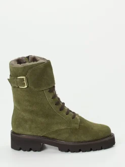 Damen Mannori – Schnürstiefelette aus Veloursleder oliv