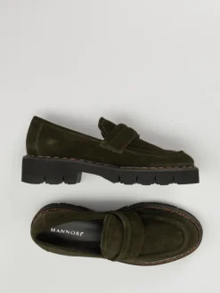 Damen Mannori – Slipper aus Veloursleder Oliv