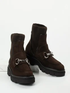 Damen Mannori – Stiefelette aus Veloursleder Dunkel