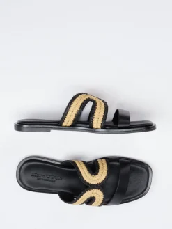 – Slides aus Lammleder mit Bastdetail*Marc O'Polo Hot