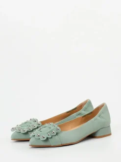 Damen Maripé – Ballerinas aus Veloursleder Salbei