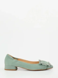 Damen Maripé – Ballerinas aus Veloursleder Salbei