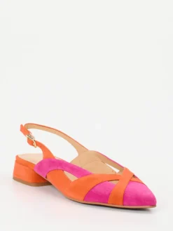 Damen Maripé – Slingback-Ballerinas aus Veloursleder pink-orange