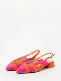 Damen Maripé – Slingback-Ballerinas aus Veloursleder pink-orange