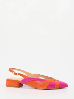 Damen Maripé – Slingback-Ballerinas aus Veloursleder pink-orange