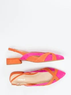 Damen Maripé – Slingback-Ballerinas aus Veloursleder pink-orange