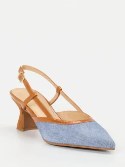 Damen Maripé – Slingback-Pumps aus Veloursleder Denim