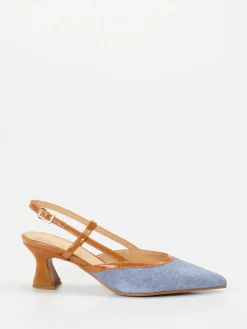 Damen Maripé – Slingback-Pumps aus Veloursleder Denim