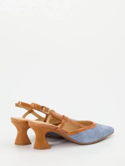 Damen Maripé – Slingback-Pumps aus Veloursleder Denim