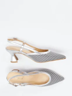 Damen Maripé – Slingback-Pumps aus Textil in Silber