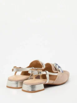 Damen Maripé – Slingpumps aus Veloursleder -Metallic