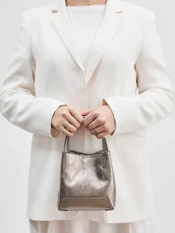 Damen Marlon Firenze – Mini-Bucket-Bag aus Leder metallic