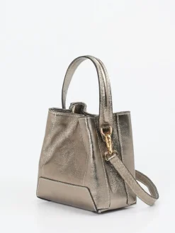Damen Marlon Firenze – Mini-Bucket-Bag aus Leder metallic