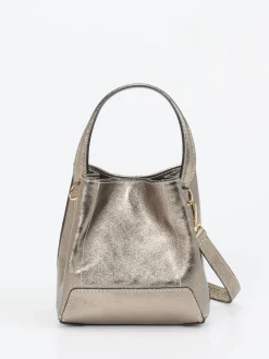 Damen Marlon Firenze – Mini-Bucket-Bag aus Leder metallic