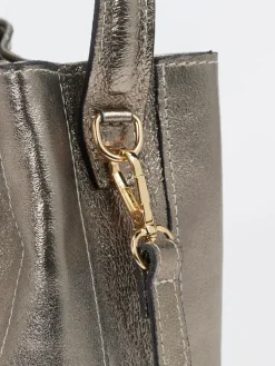Damen Marlon Firenze – Mini-Bucket-Bag aus Leder metallic