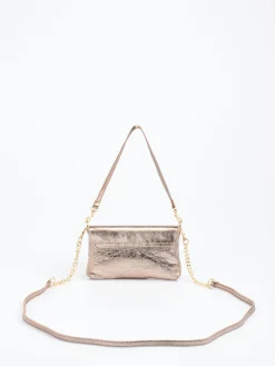 Damen Marlon Firenze – Schultertasche aus Metallicleder Roségold