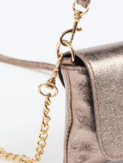 Damen Marlon Firenze – Schultertasche aus Metallicleder Roségold