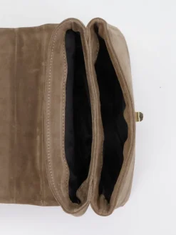 Damen Marlon Firenze – Schultertasche aus Veloursleder Taupe