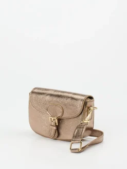 Damen Marlon Firenze – Schultertasche aus Metallicleder bronzegold