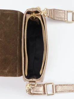 Damen Marlon Firenze – Schultertasche aus Metallicleder bronzegold