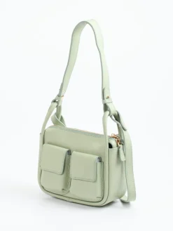 – Schultertasche aus Kalbleder Salbei*Marlon Firenze