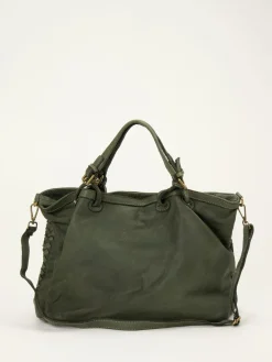 – Shopper Bag aus Flechtleder Oliv*Marlon Firenze New