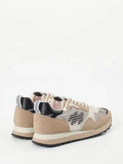 Damen MRP – Sneaker aus Metallicleder und Velours beige