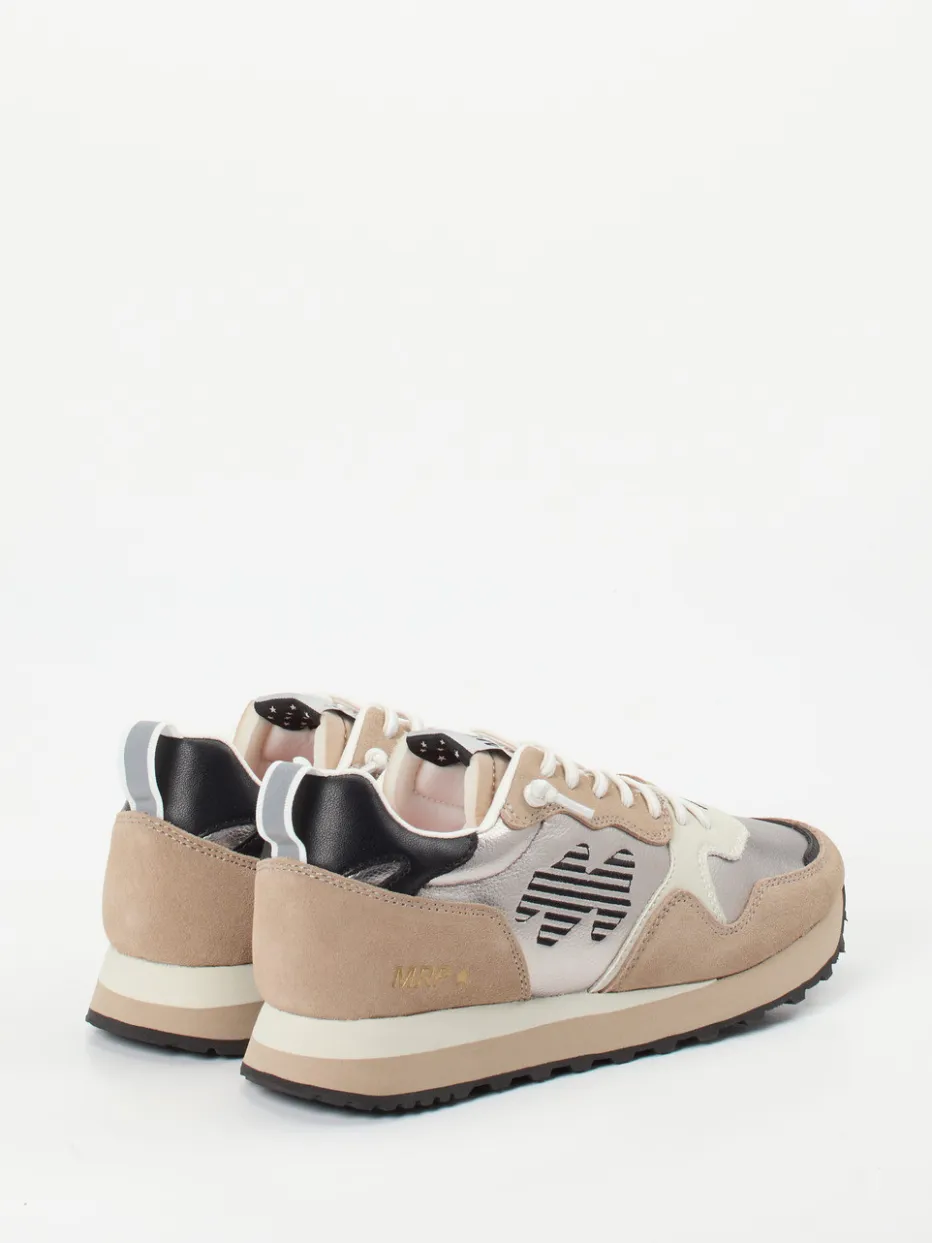 Damen MRP – Sneaker aus Metallicleder und Velours beige