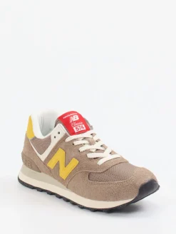 Damen New Balance – Retro-Sneaker aus Veloursleder-Mesh sand