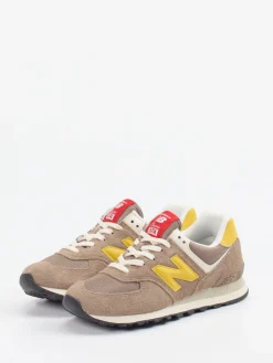 Damen New Balance – Retro-Sneaker aus Veloursleder-Mesh sand