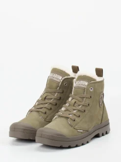 – Schnürboots aus Nubukleder in Oliv*Palladium Sale