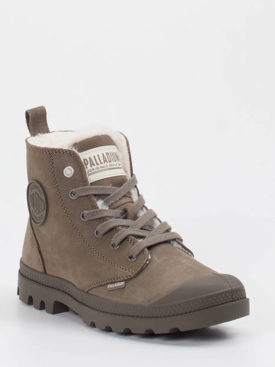 Damen Palladium Unisex Palladium – Schnürboots aus Veloursleder schlamm