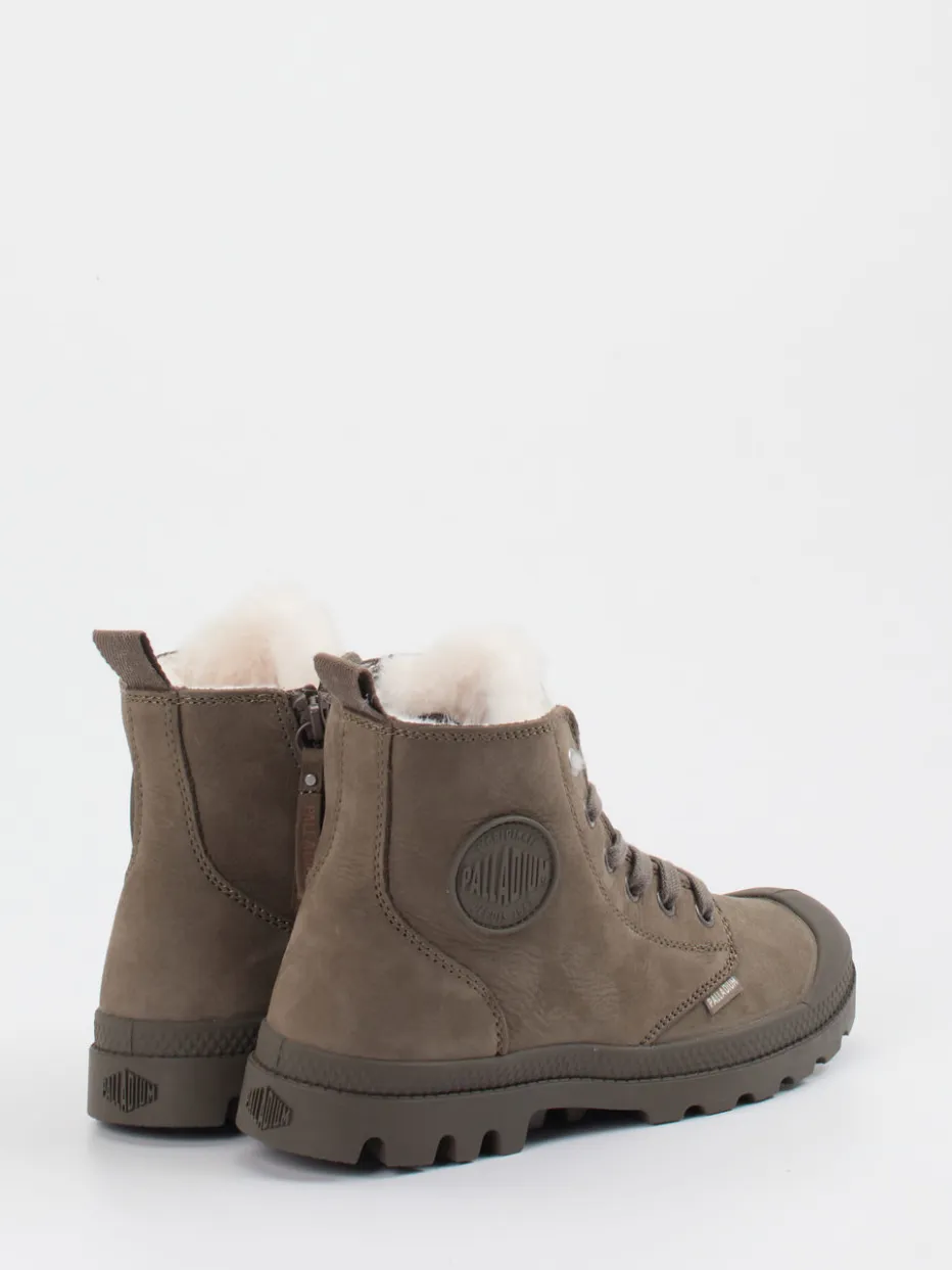 Damen Palladium Unisex Palladium – Schnürboots aus Veloursleder schlamm