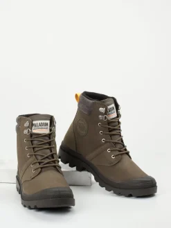 Palladium – Schnürboots aus Nubukleder oliv*Palladium Herren Sale