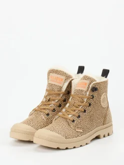 Damen Palladium – Schnürboots aus Nubukleder beige