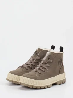 Damen Palladium Unisex Palladium – Schnürboots aus Veloursleder in Taupe