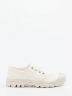 Damen Palladium – Schnürschuhe aus Canvas in Off-White