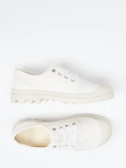 Damen Palladium – Schnürschuhe aus Canvas in Off-White