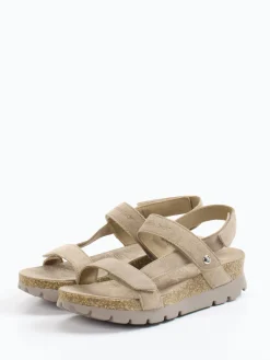 Damen Panama Jack – Keilsandalette aus Veloursleder taupe
